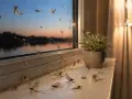Viele Eintagsfliegen sitzen am Fenster und auf der Fensterbank. Ein Versuch, die Insekten loswerden, bevor sie sich vermehren.