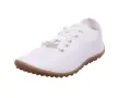 Ein weißer, gestrickter leguano Schuh mit brauner Sohle. Perfekt für den Sommer und leicht zu waschen.