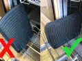 So reinigen Sie Ihren Elektrogrill richtig: Die linke Seite zeigt, wie es nicht geht, die rechte, wie es geht.