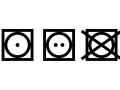 Symbole für den Trockner: Ein Punkt (niedrige Hitze), zwei Punkte (normale Hitze), durchgestrichen (nicht trocknergeeignet). Was darf in den trockner?