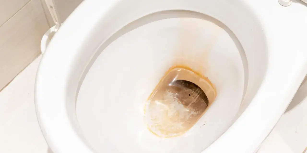 Kalkablagerungen und Verfärbungen am Toilettenrand erfordern eine gründliche Reinigung.