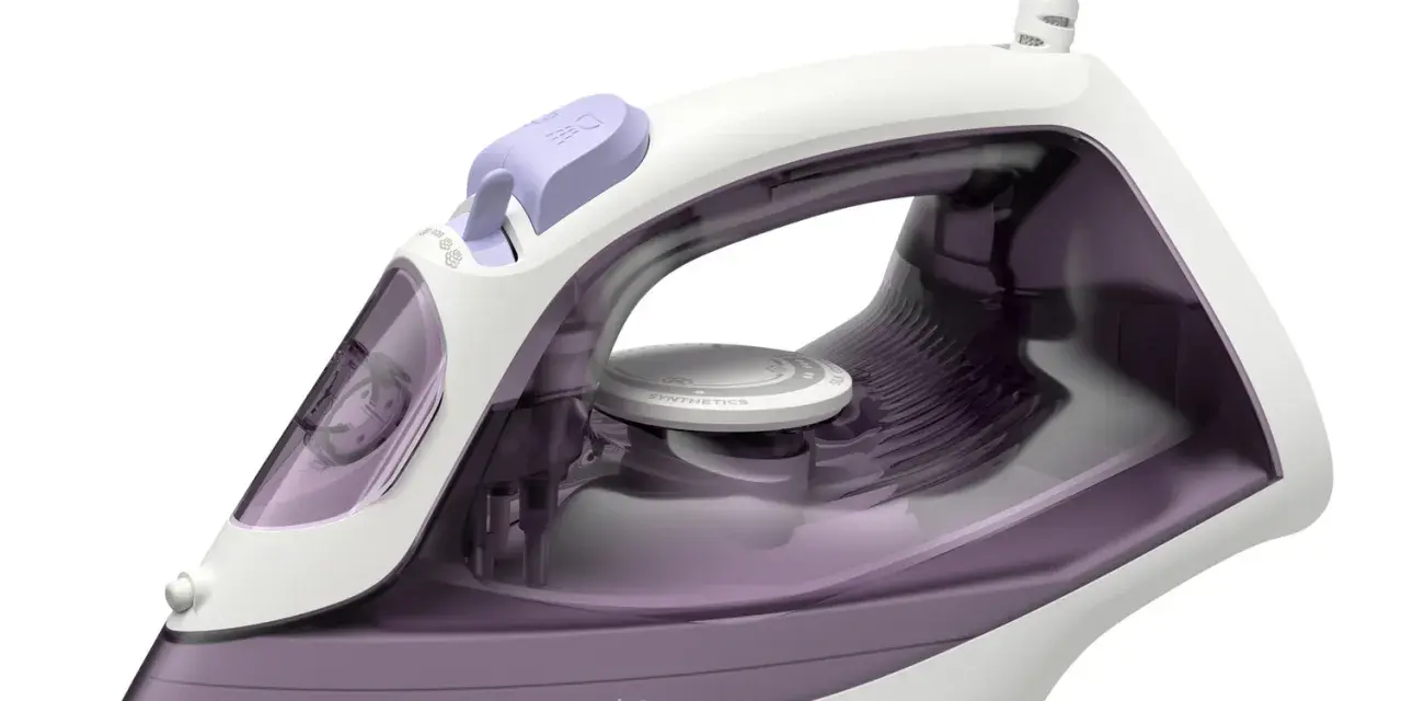 Lidl-Angebot: Philips Bügeleisen 2000 Series in Lila und Weiß, ideal für glatte Wäsche.