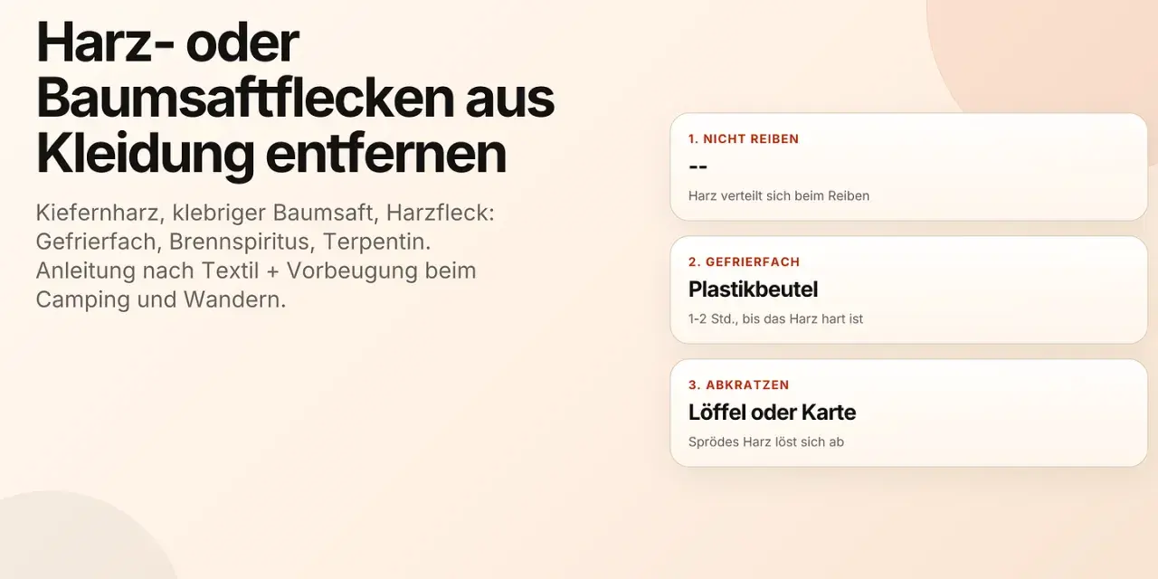 Anleitung: Harz von Kleidung entfernen. Tipps zum Gefrierfach und Abkratzen. So wird man Harzflecken los.