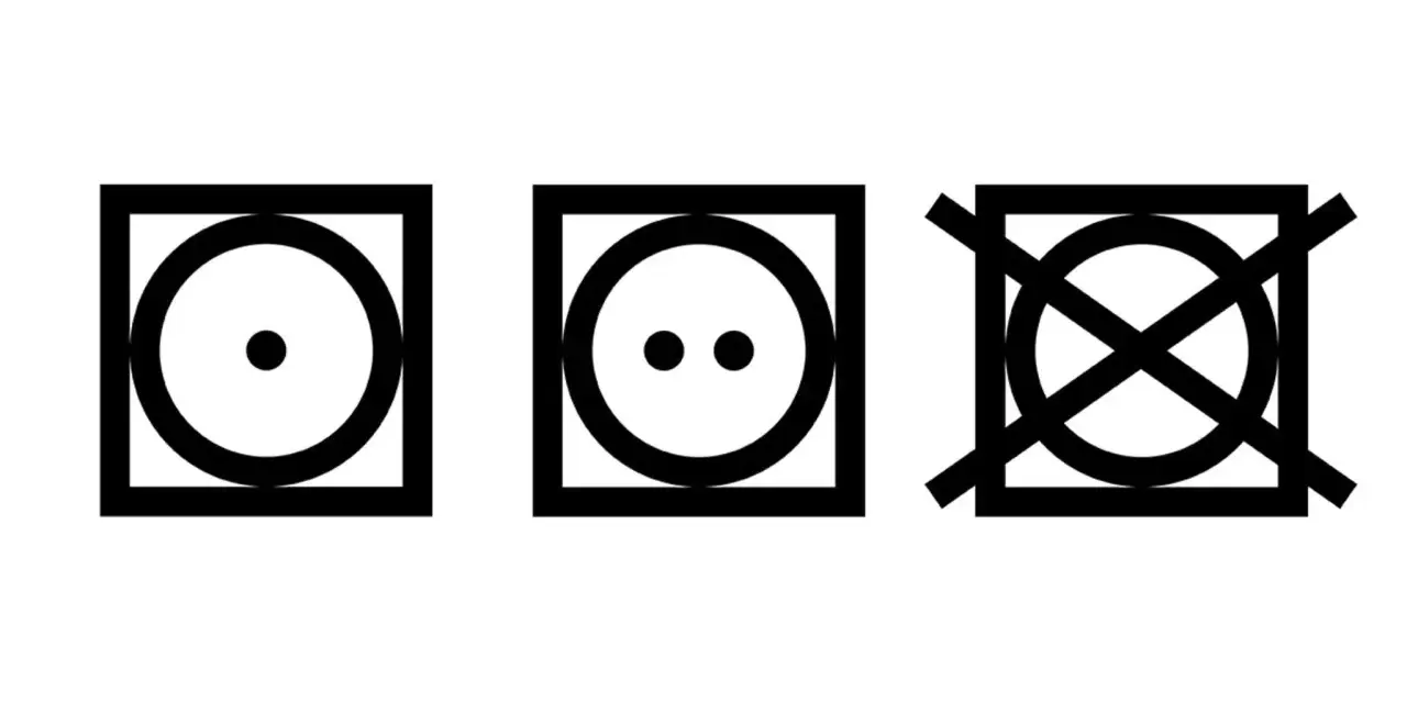 Symbole für den Trockner: Ein Punkt (niedrige Hitze), zwei Punkte (normale Hitze), durchgestrichen (nicht trocknergeeignet). Was darf in den trockner?