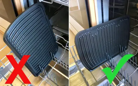 So reinigen Sie Ihren Elektrogrill richtig: Die linke Seite zeigt, wie es nicht geht, die rechte, wie es geht.