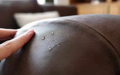Wassertropfen perlen auf braunem Leder ab. So einfach ist nubukleder reinigen und schützen.
