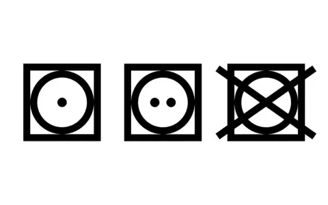 Symbole für den Trockner: Ein Punkt (niedrige Hitze), zwei Punkte (normale Hitze), durchgestrichen (nicht trocknergeeignet). Was darf in den trockner?