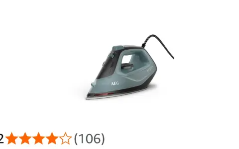 AEG Dampfbügeleisen in Türkis und Schwarz, mit Kabel und Wassertank. Perfekt für faltenfreie Kleidung.