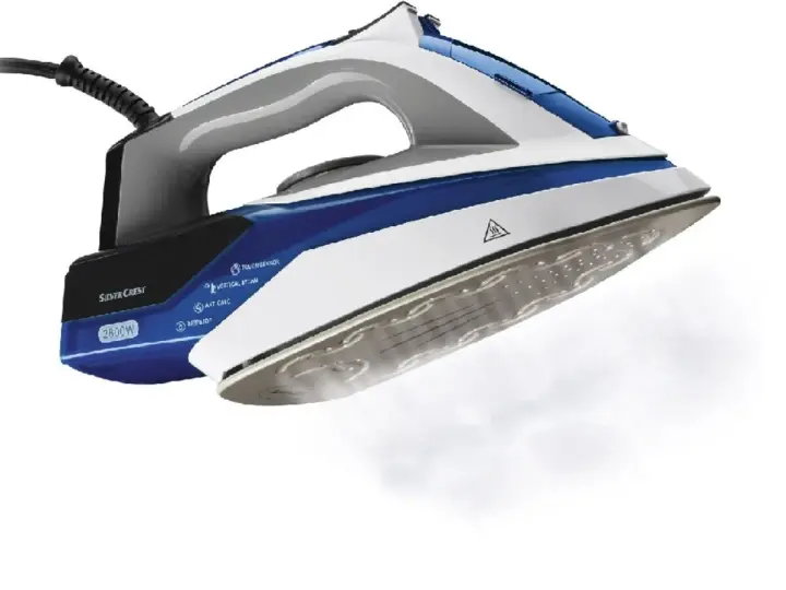 Bügelpresse von Lidl mit 2800W Leistung, Dampffunktion und Touchsensor für faltenfreie Kleidung.