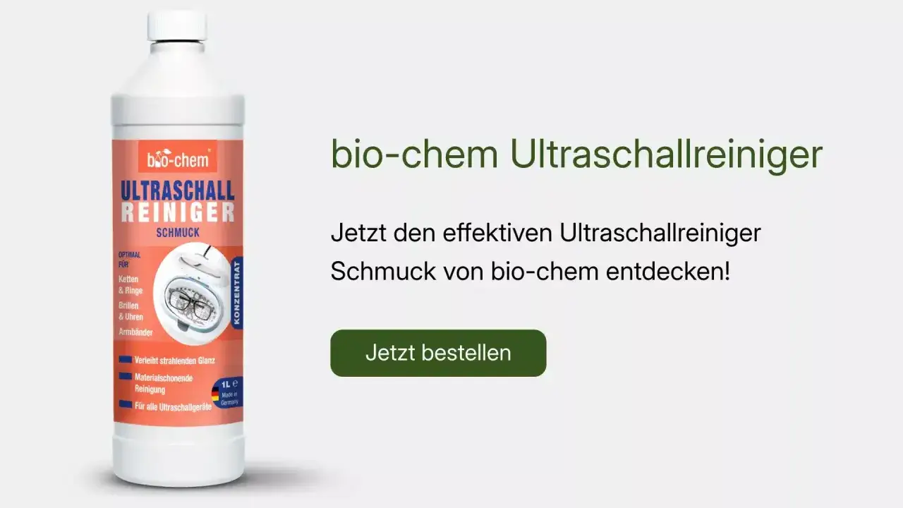 Flasche bio-chem Ultraschallreiniger f&uuml;r Schmuck. Ideal, um angelaufenes Silber reinigen ultraschall.