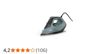 AEG Dampfbügeleisen in Türkis und Schwarz, mit Kabel und Wassertank. Perfekt für faltenfreie Kleidung.